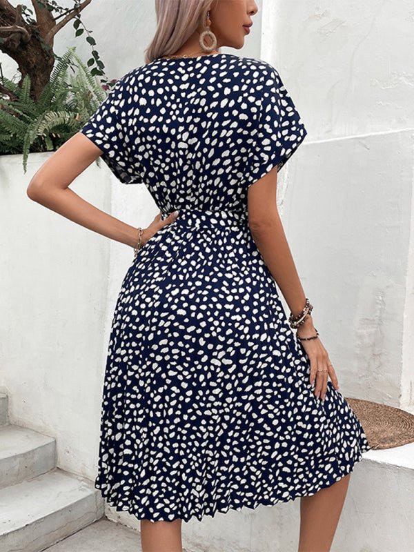 Ladies new raglan short sleeve leopard print dress - Casual Dress